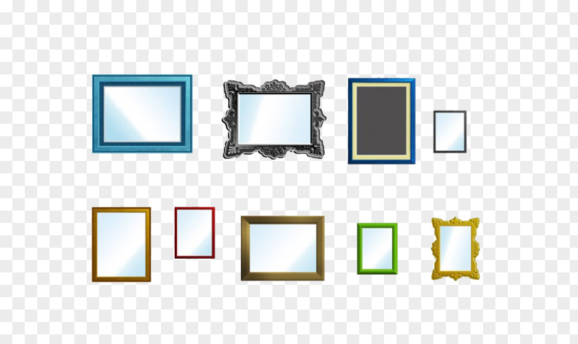 Nine Mirror Picture Frame PNG