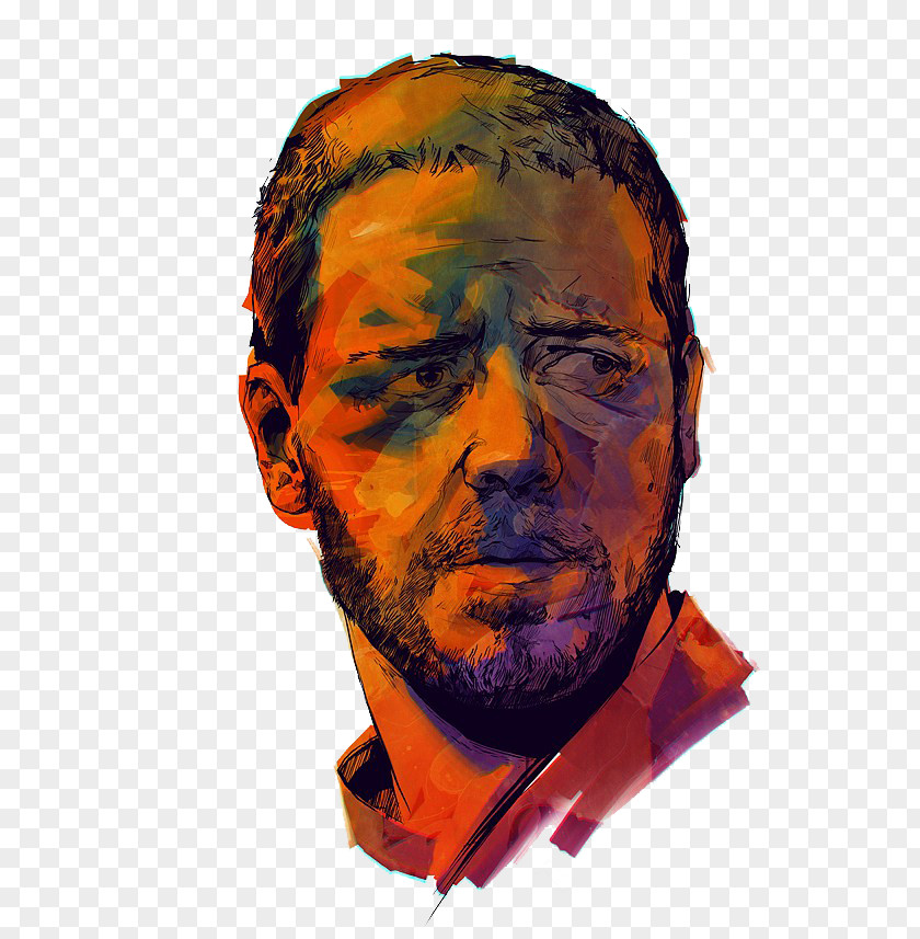 Orange Splicing Uncle Avatar Portrait Watercolor Painting Work Of Art Drawing Illustration PNG