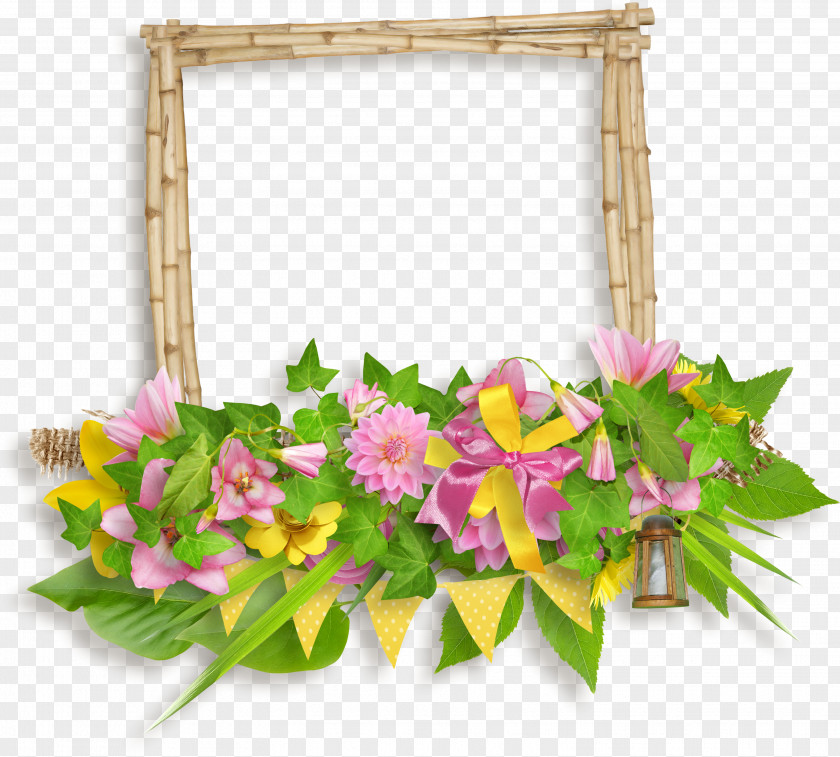 Brown Frame Cut Flowers Floral Design Clip Art PNG