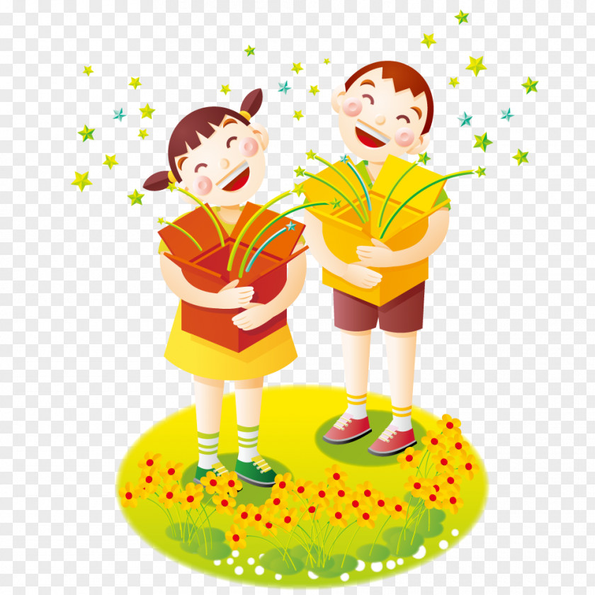 Men And Women Holding Gifts Child Cartoon Illustration PNG
