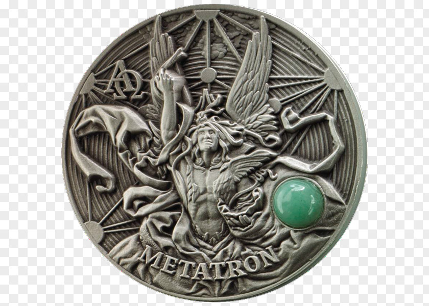 Silver Metatron Gabriel Angel Coin PNG