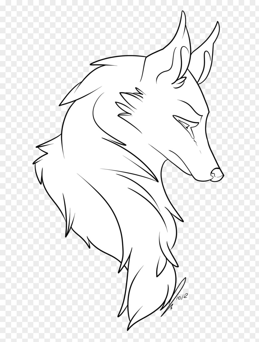 Angry Wolf Face Dog Puppy Drawing Line Art Black PNG