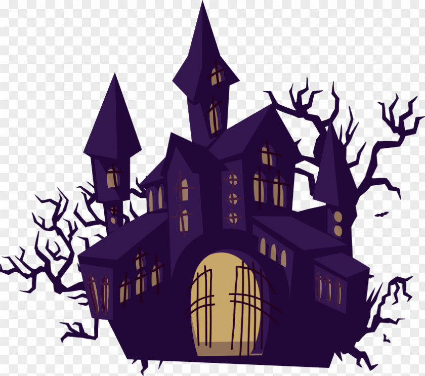 Halloween Color Haunted House Clip Art PNG