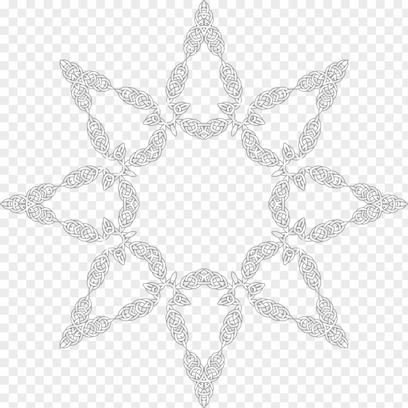 Interlocking White Line Leaf PNG