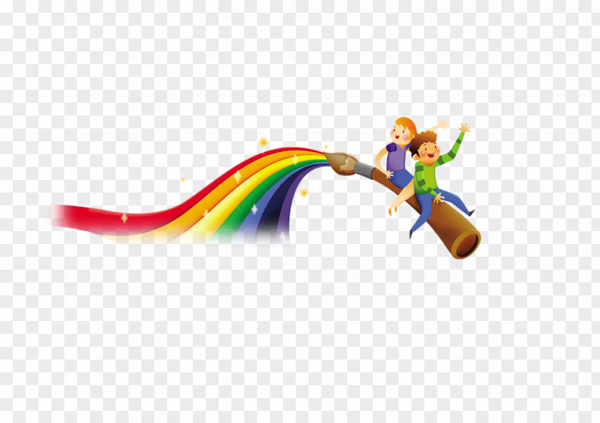 God Opened The Pen Rainbow Elements Child Cartoon PNG