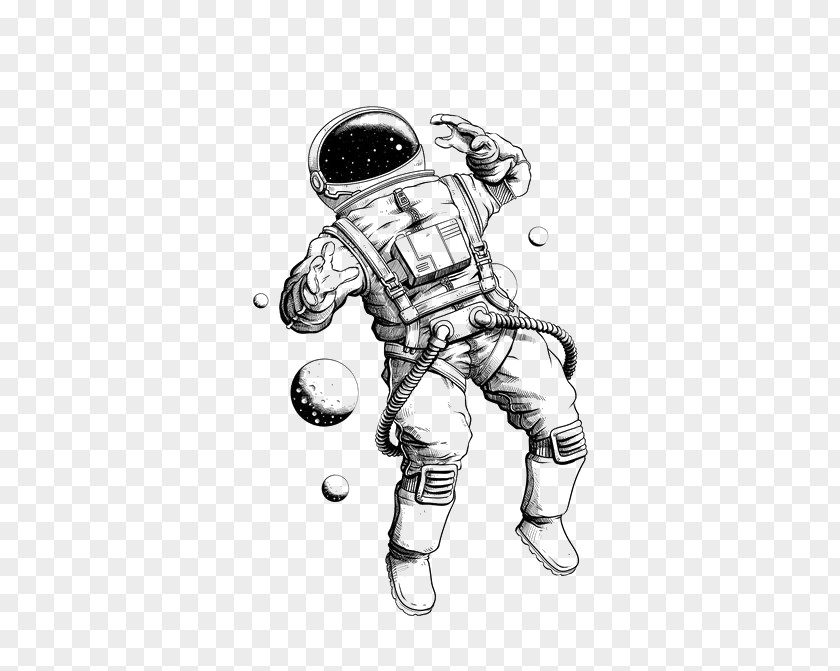 Hand-painted Astronaut Drawing Tattoo Pencil Illustration PNG