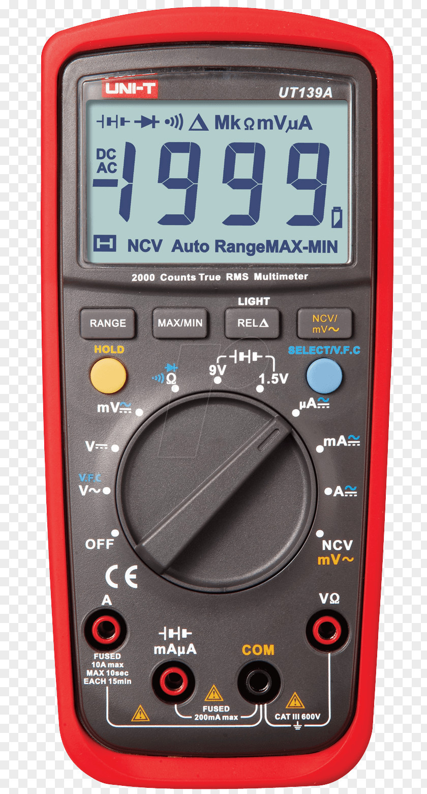 Multimeter True RMS Converter Measurement Category Electric Potential Difference Azul PNG