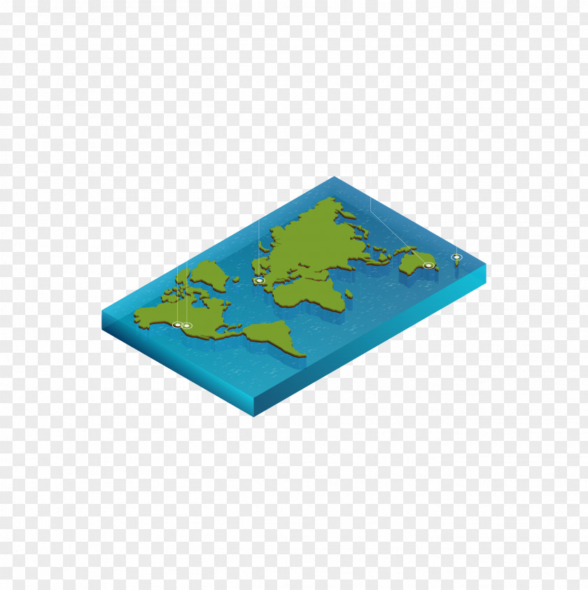 WORLD MAP 3D Turquoise PNG