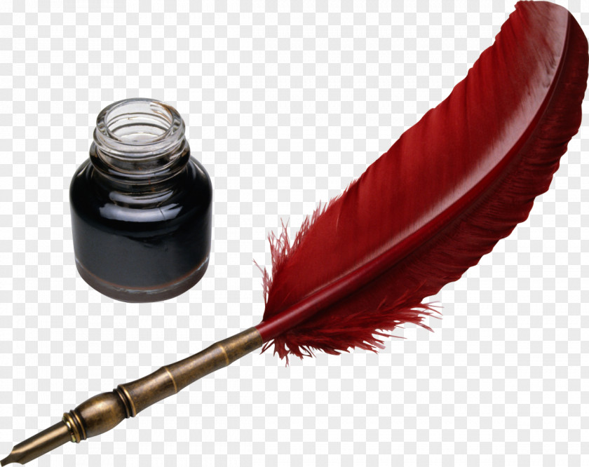 Feather Paper Quill Pen Inkwell Stock Photography PNG