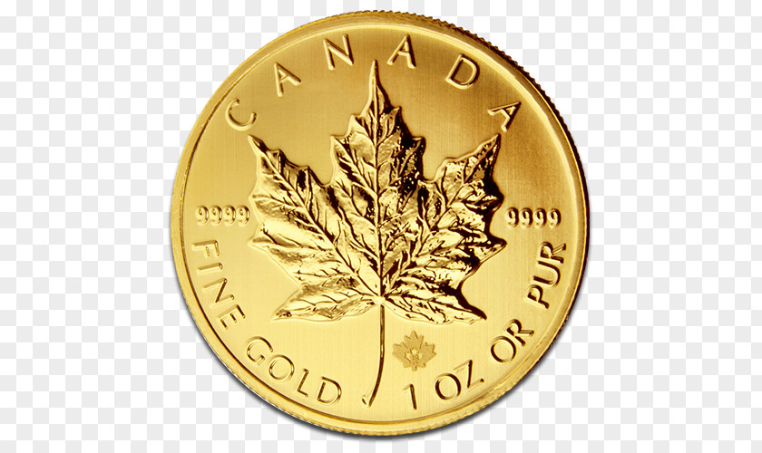 Gold Canadian Maple Leaf Bullion Coin Royal Mint Silver PNG