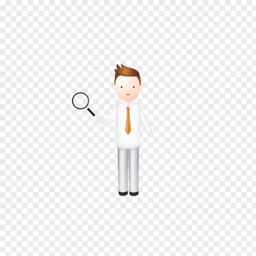 Man Holding A Magnifying Glass Cartoon Finger Illustration PNG