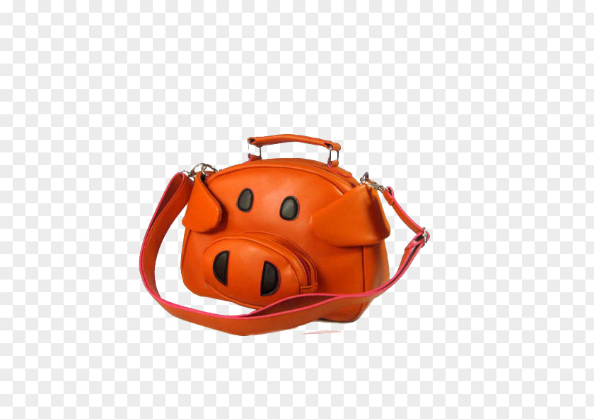 Orange Belt With Piggy Bank Bag Pig Nose PNG