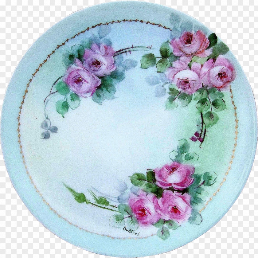 Hand-painted Floral Material Tableware Platter Plate Rosaceae Rose PNG