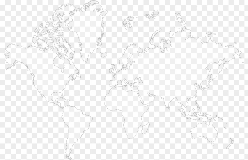 World Map Line Black And White Angle Point PNG