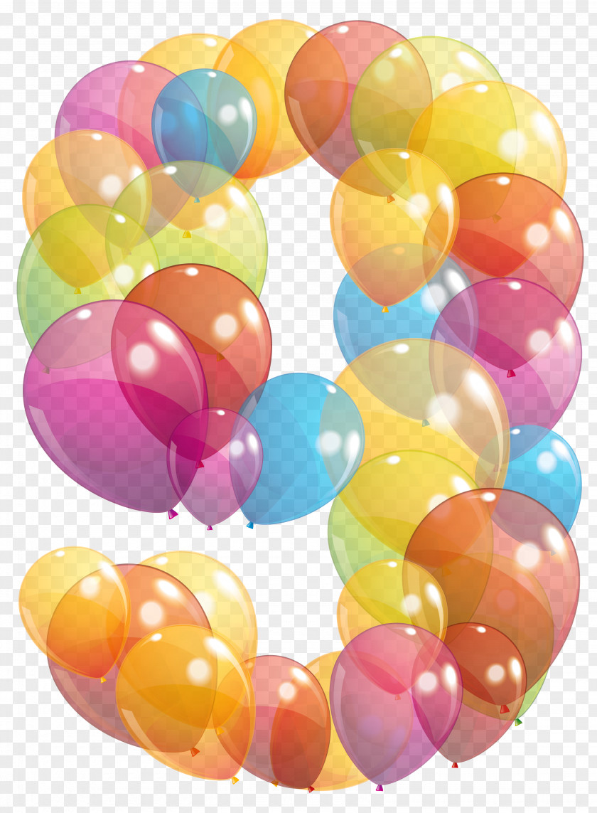 Transparent Nine Number Of Balloons Clipart Image Balloon Birthday Clip Art PNG
