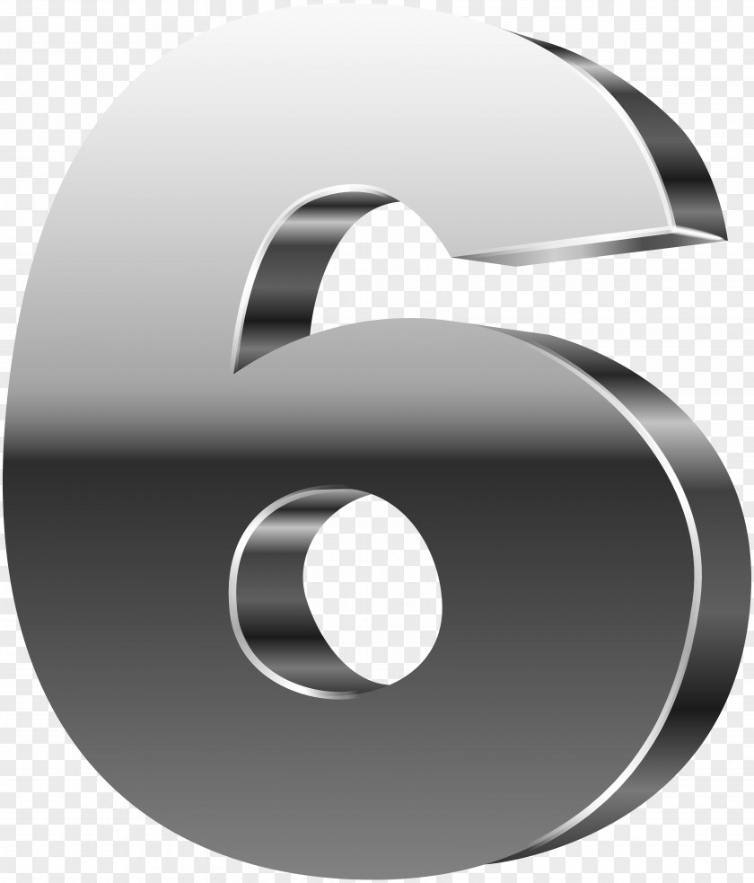 Number Six 3D Silver Clip Art Image PNG