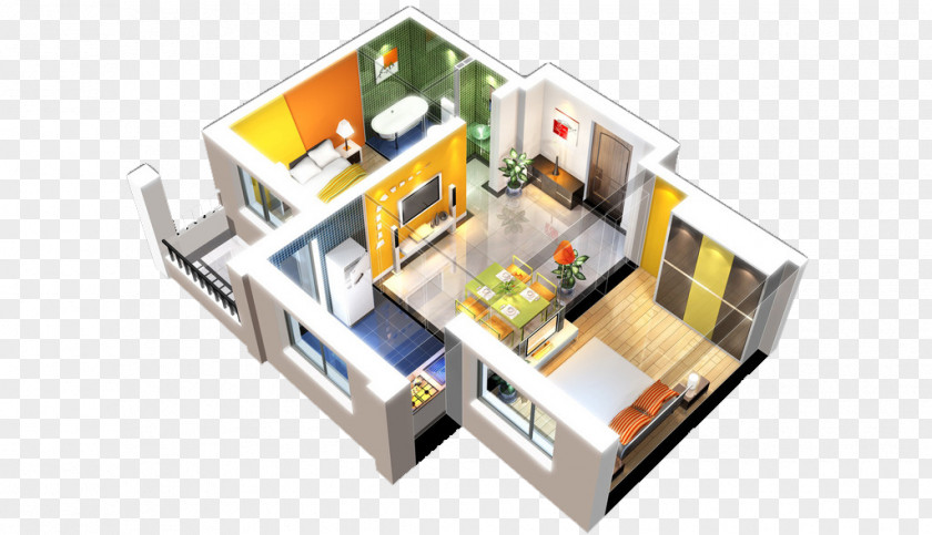 Perspective Isometric View Of Apartment 3D Computer Graphics Interior Design Services PNG