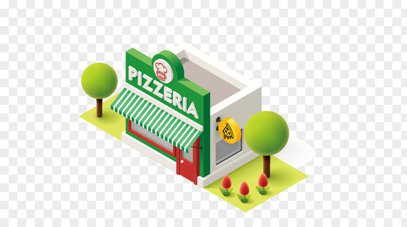Pizza Shop Building Cartoon Landscape Architecture Illustration PNG