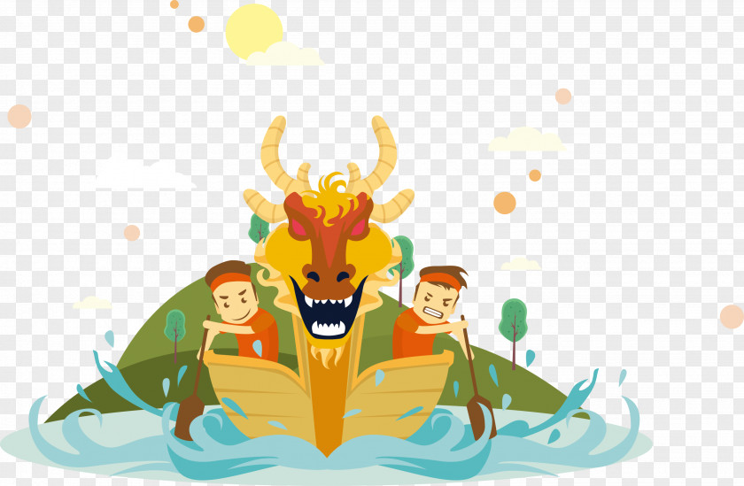 Struggling To Paddle The End Dragon Boat Festival Illustration PNG