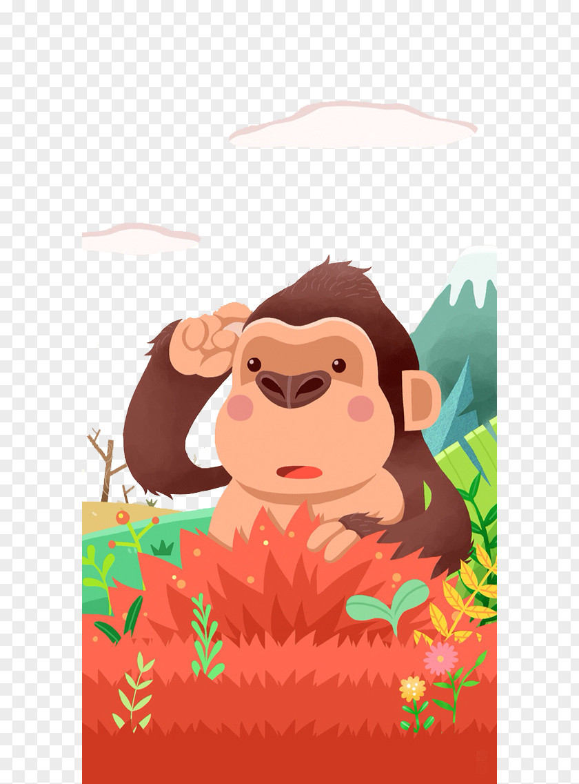 Flat Orangutan Gorilla U864eu82f1u516cu56ed Baidu Wangpan Illustration PNG