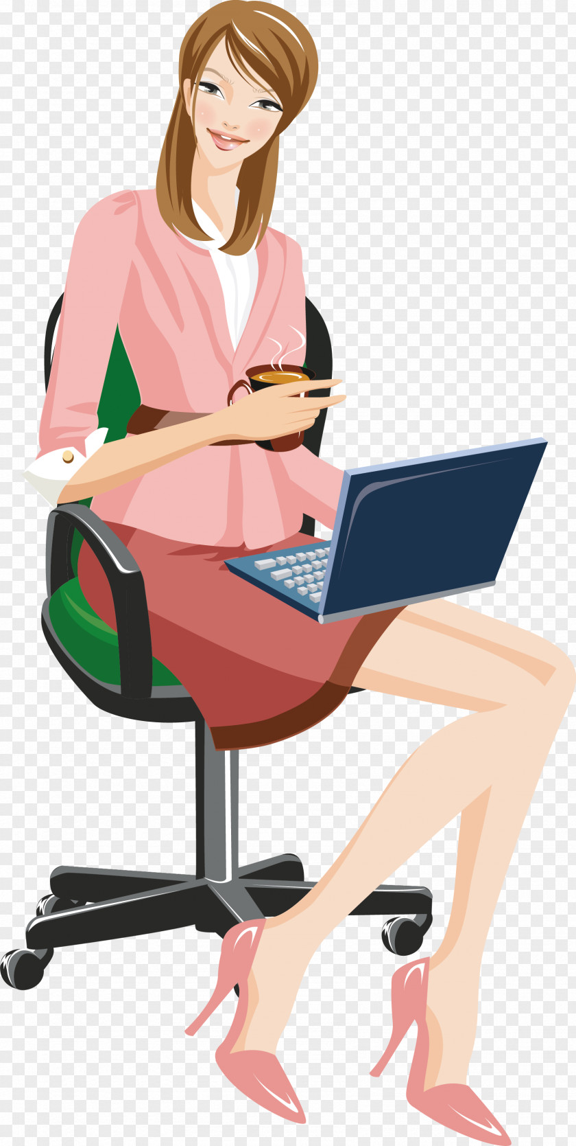 Laptop Table Woman PNG