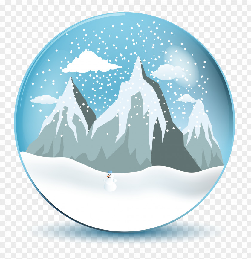 Blue Snow Globe Ball Illustration PNG