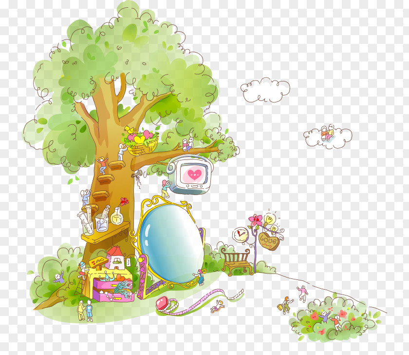 Cartoon Park Illustration PNG