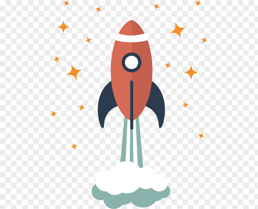 Vector Cartoon Rocket Flat Design Icon PNG