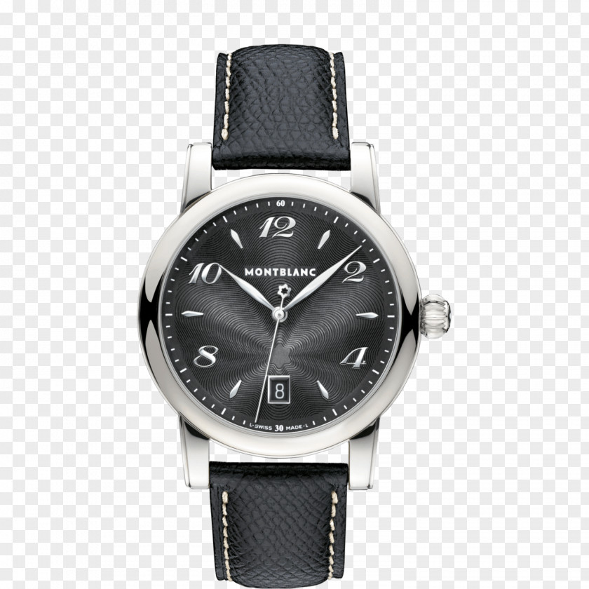 Montblanc Watch Black Male Leather Quartz Clock Chronograph PNG