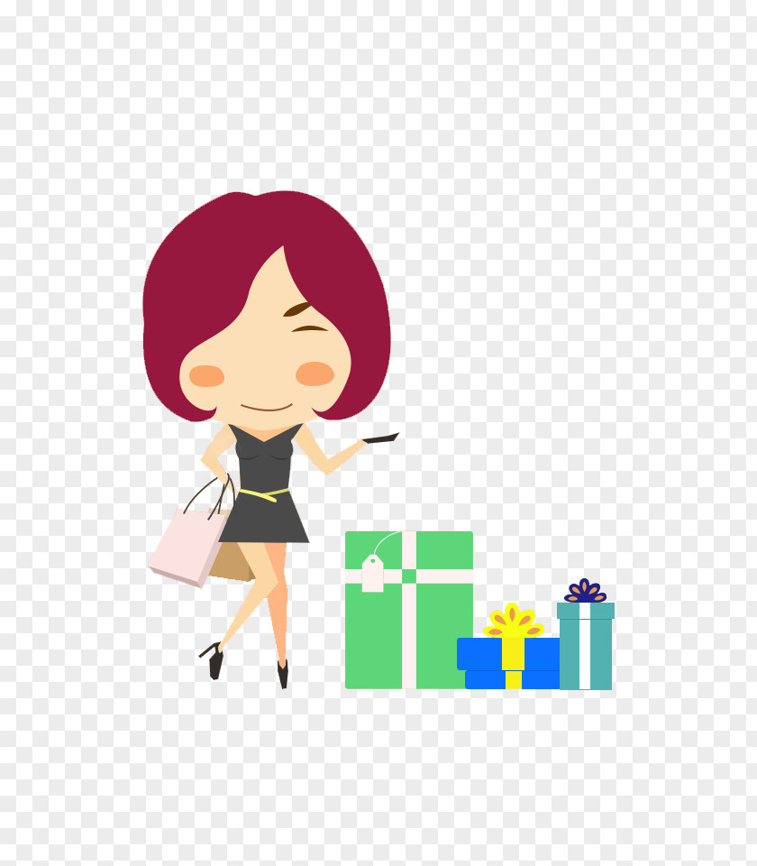 Woman Shopping Illustration PNG