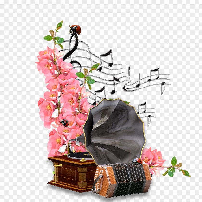 Flowers Pattern Vector Material Musical Instruments PNG