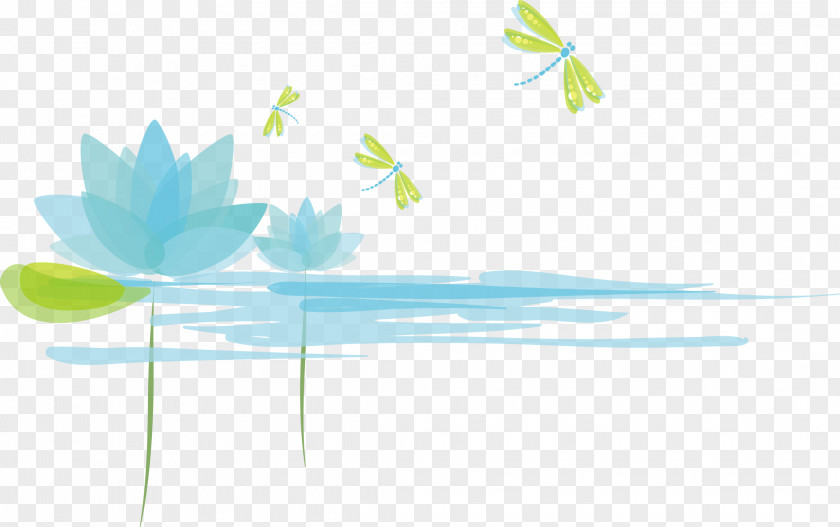 Hand-painted Flowers Cartoon Dragonfly Graphic Design Illustration PNG