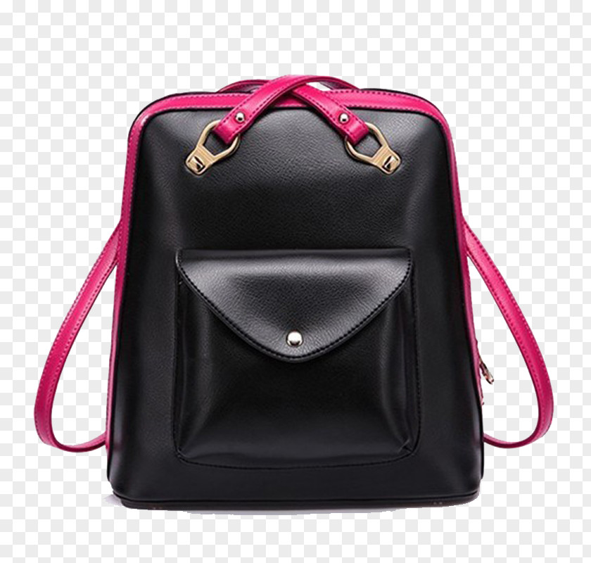 Black Square Backpack Handbag Leather Satchel PNG