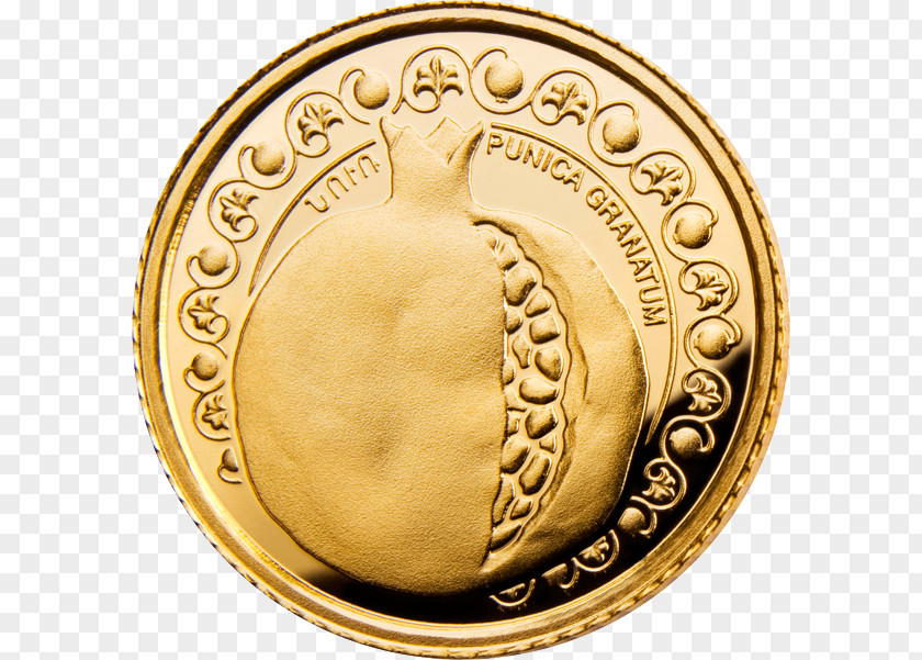 Coin Gold Armenia Pomegranate PNG