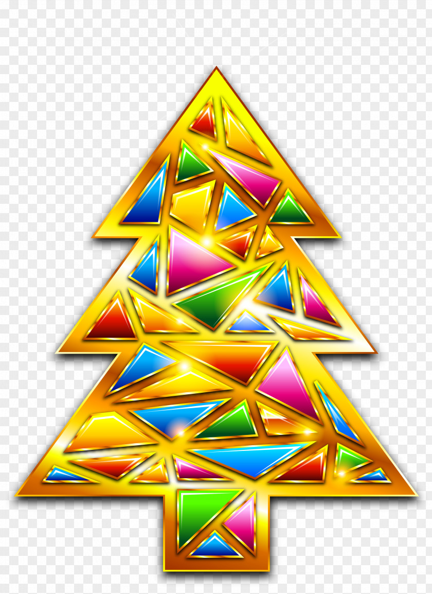 Gold Christmas Mosaic Tree Transparent Clipart Clip Art PNG