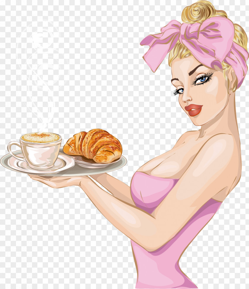 Holding Coffee Bread Flirty Royalty-free Illustration PNG
