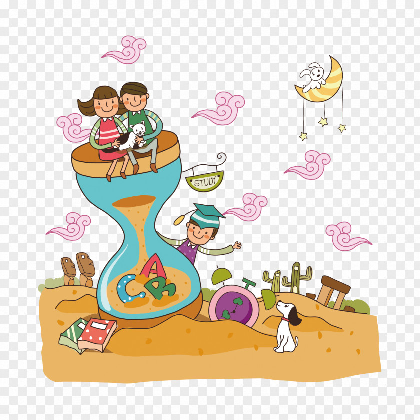 Vector Beach And Hourglass Stock Photography Clip Art PNG