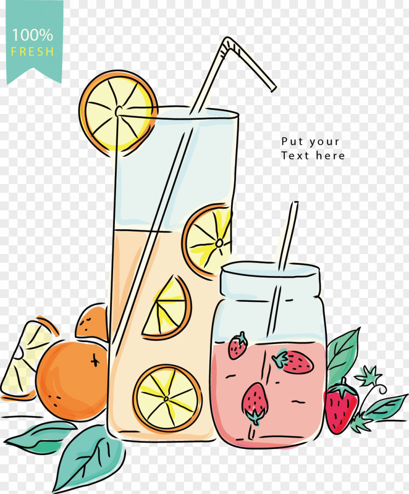Vector Painted Two Glasses Of Juice Orange Poster Drink PNG