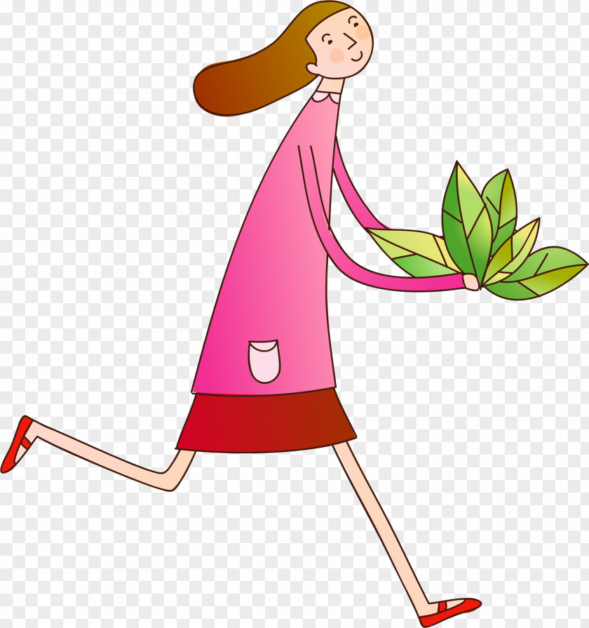 Women Running Cartoon Illustration PNG