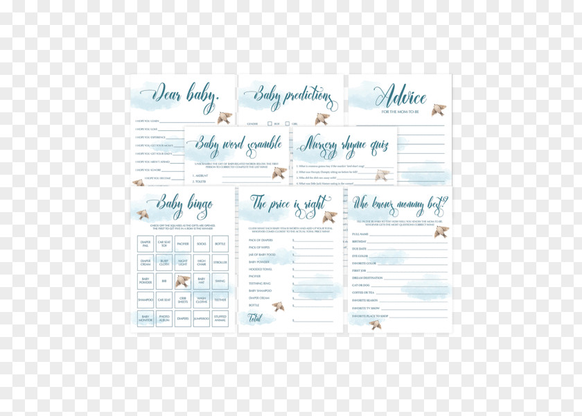 Watercolor Newborn Paper Game Baby Shower Mother Infant PNG