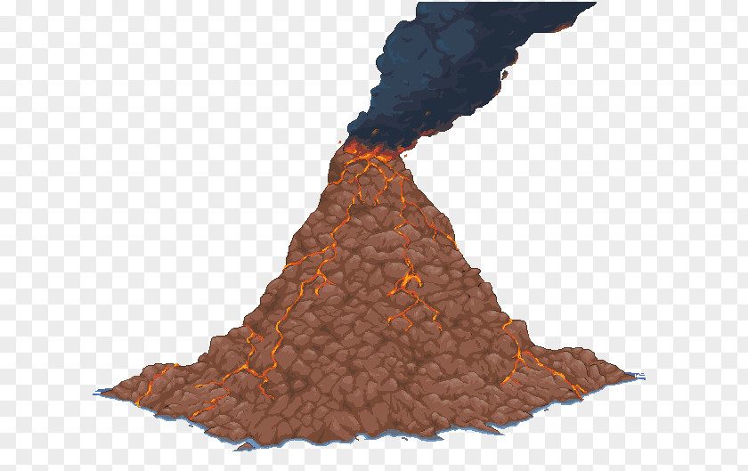 Cartoon Volcano Sprite Pixel Art PNG