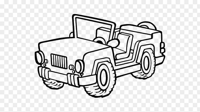 Army Jeep Wrangler Car Willys MB Coloring Book PNG