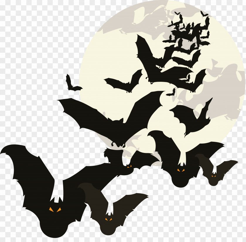 Bat Under The Moon Halloween Computer File PNG