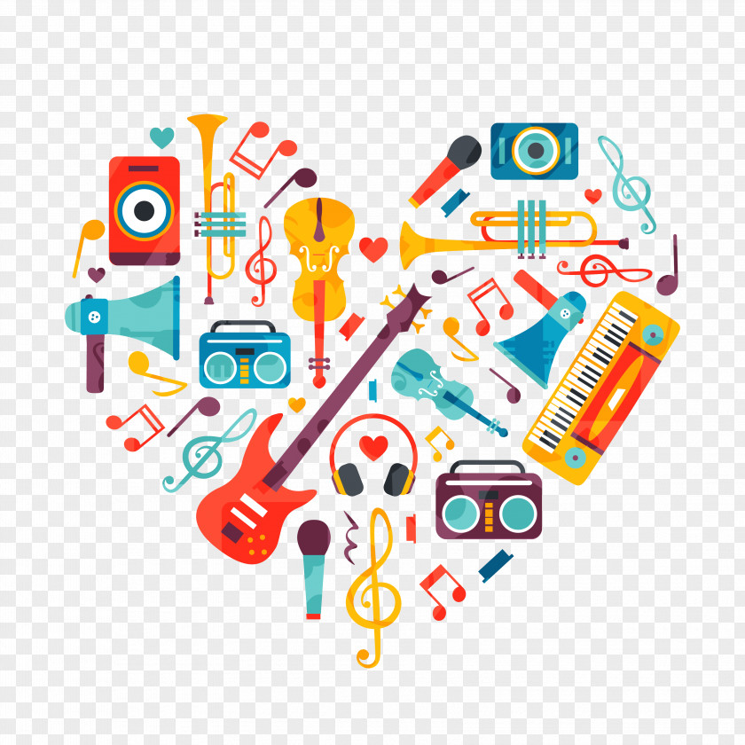 Musical Elements Heart Instrument Museum Drawing PNG