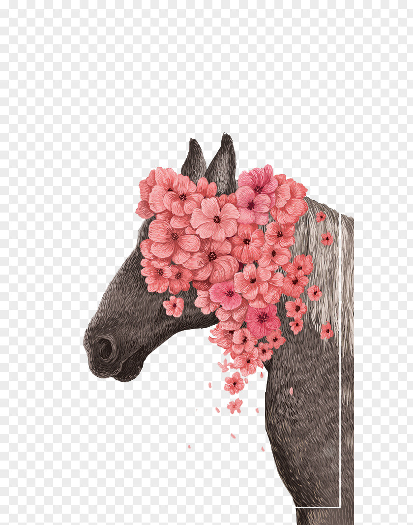Horse With Flowers How Much ? Flower Illustrator Illustration PNG