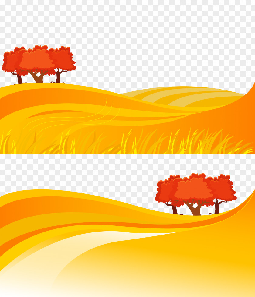 Autumn Scenery Free To Pull Drawing PNG