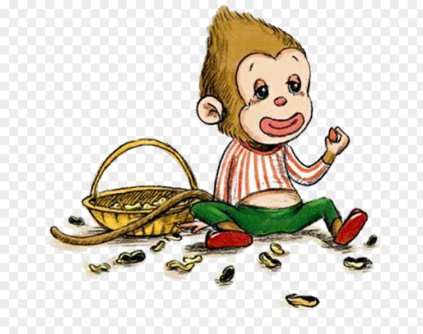 Cartoon Monkey Eating Peanuts Ape Peanut PNG