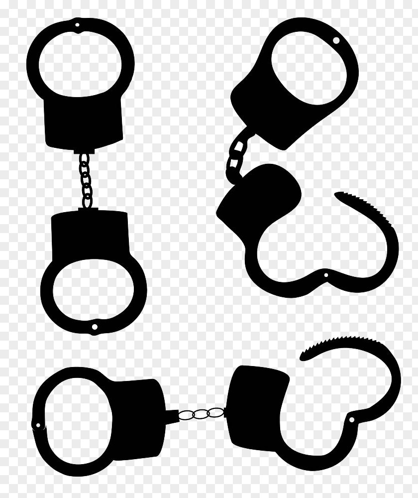 Black Hand-painted Brief Handcuffs Silhouette Clip Art PNG