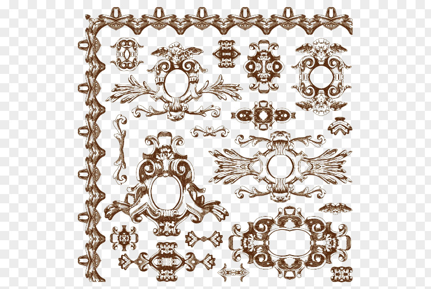 Vintage Border Pattern Vector Ornament Baroque Royalty-free Drawing PNG