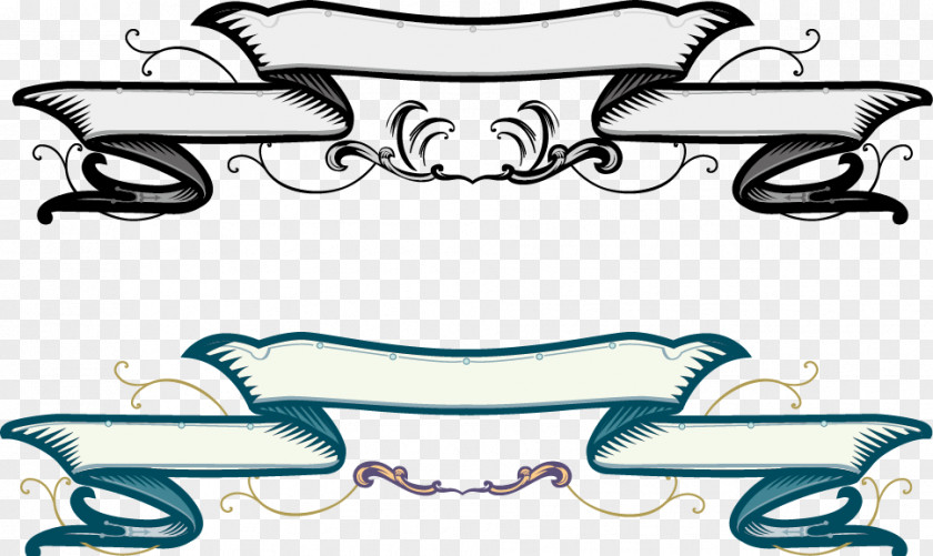Beautifully Decorated Retro Ribbon Web Banner PNG